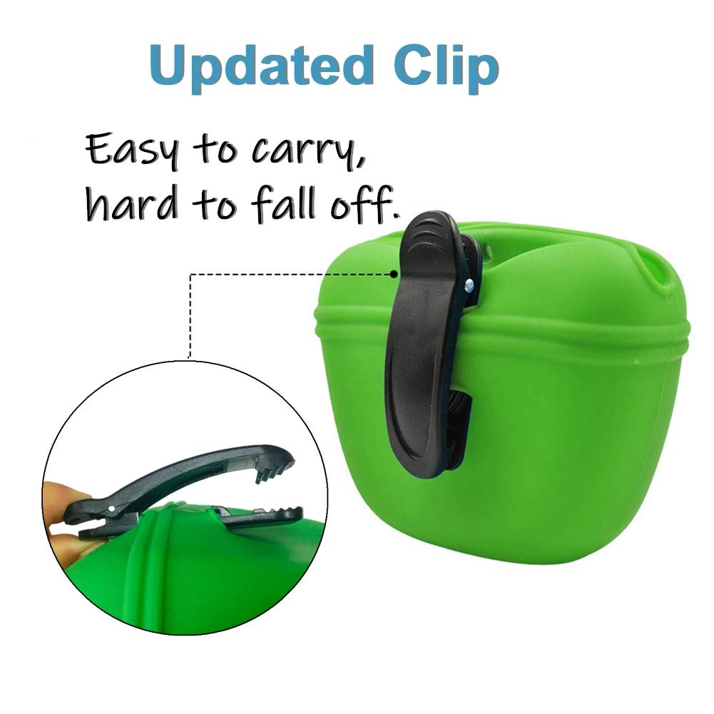RoyalCare Silicone Dog Treat Pouch-Small Training Bag-Portable Dog Treat Bag for Leash with Magnetic Closure and Waist Clip[US D