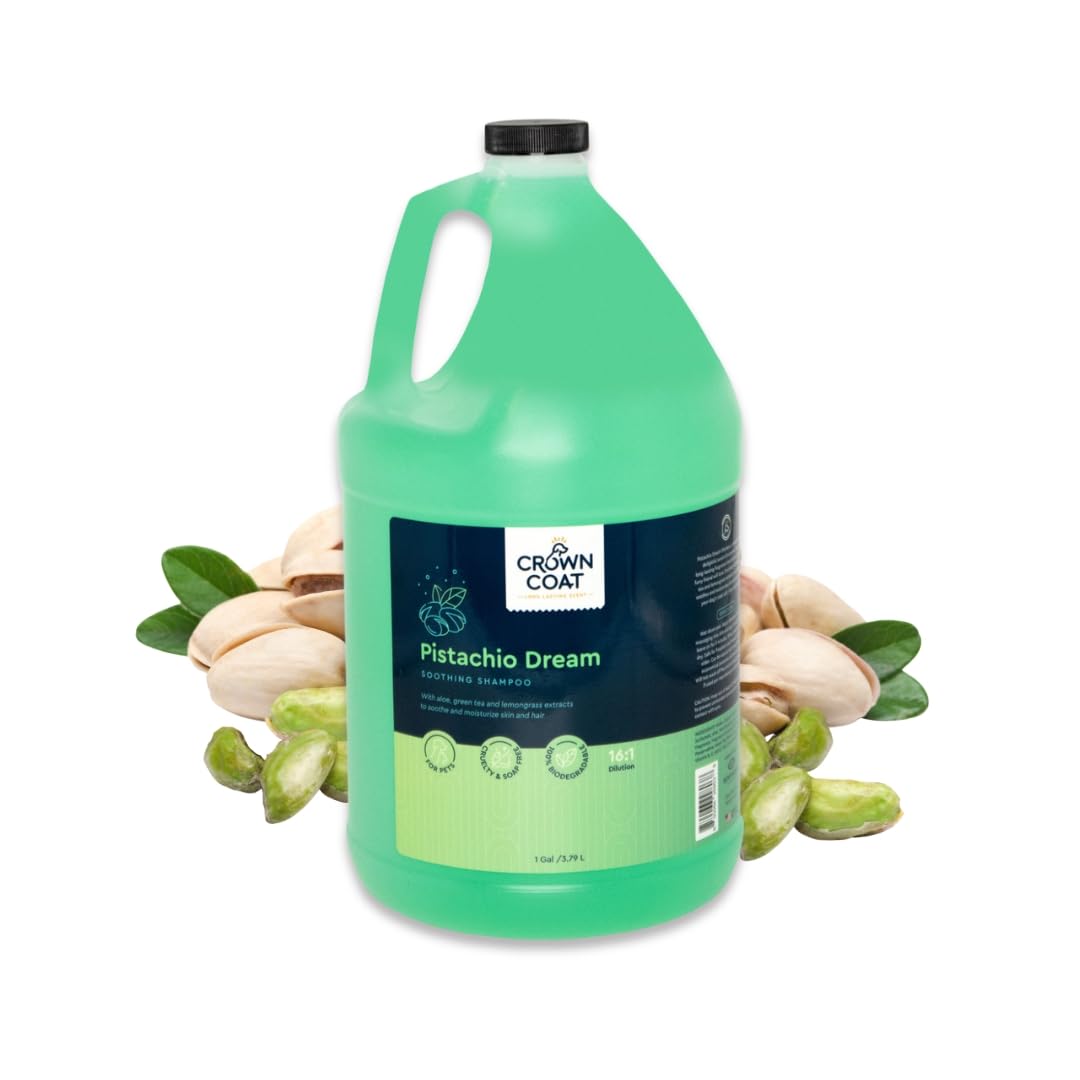 Crown Coat Pistachio Dream Soothing Dog Shampoo, 1 Gallon - New Long Lasting Fragrance Technology, Professional Grooming Grade, 