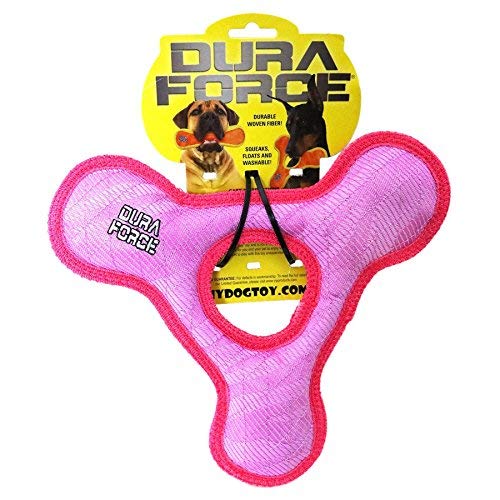 Duraforce-Durable Woven Fiber-Triangle Ring-Squeakers-Multiple Layers. Made Durable, Strong & Tough. Interactive Play Dog Toy (T
