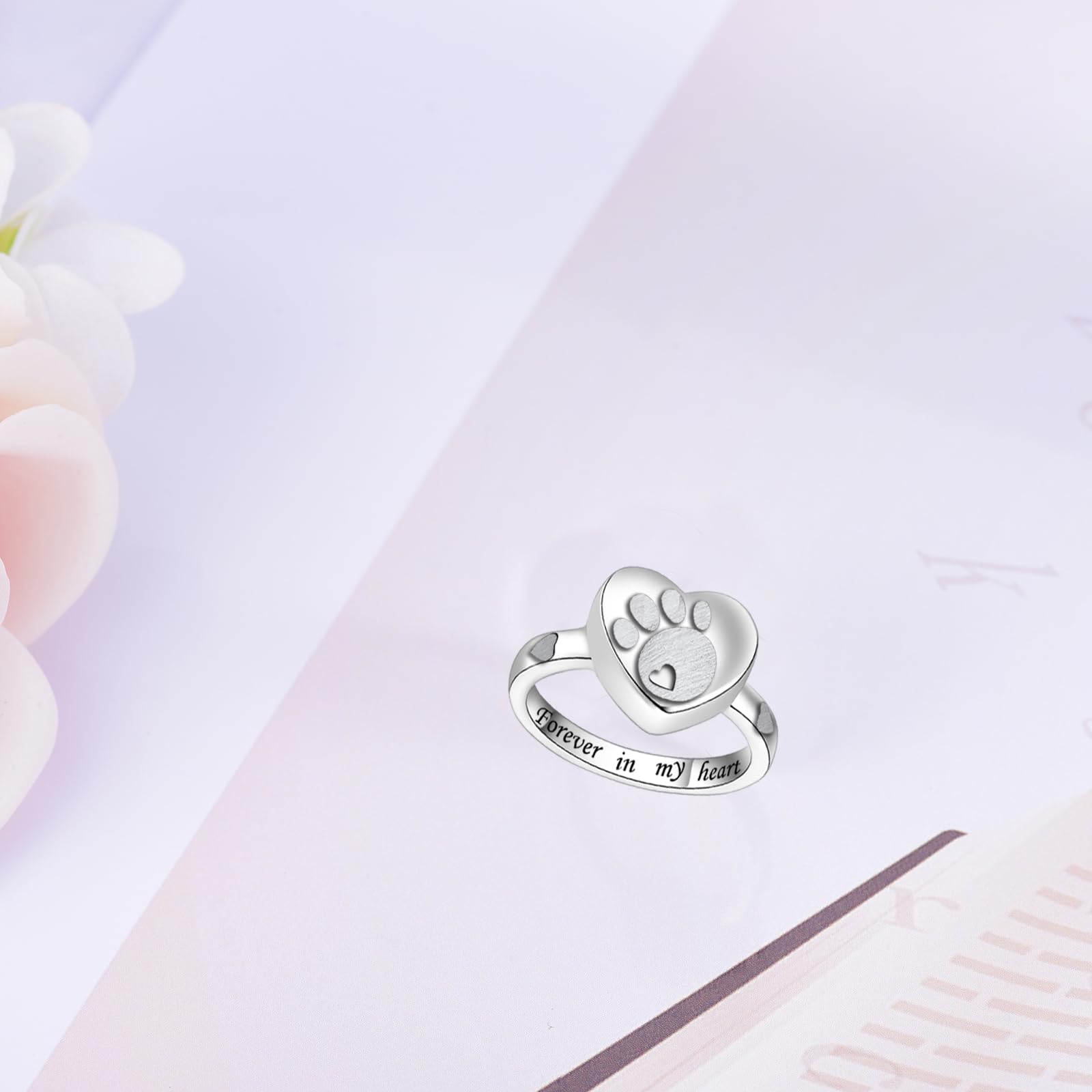 Iohupci Cremation Ring For Ashes 925 Sterling Silver Daisy Urn Ring Jewelry Keepsake Hold Loved Pets Dog Cat Ashes (8) (Silver,