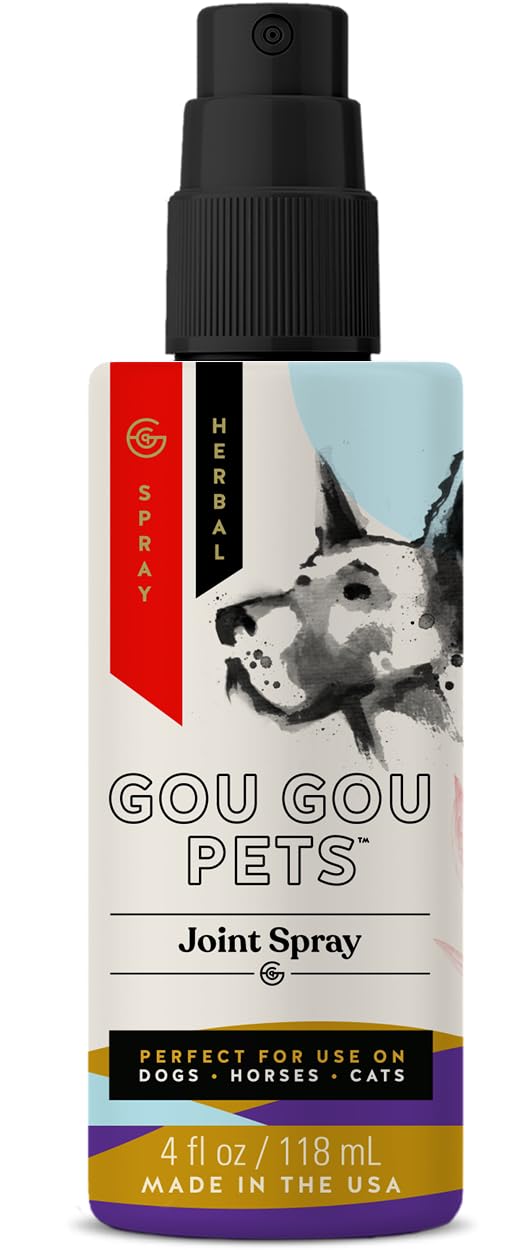 Gou Gou Pets Joint Spray for Dogs, Cats, and Horses - Natural Herbal Pain Relief for Sprains, Strains, and Swelling - 4 oz