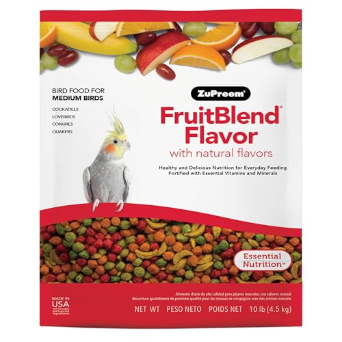 ZuPreem FruitBlend Bird Food, Bird Feed Pellets for Cockatiel, Lovebird, Quaker, Small Conure, Lorikeet, Core Nutrition with Nat