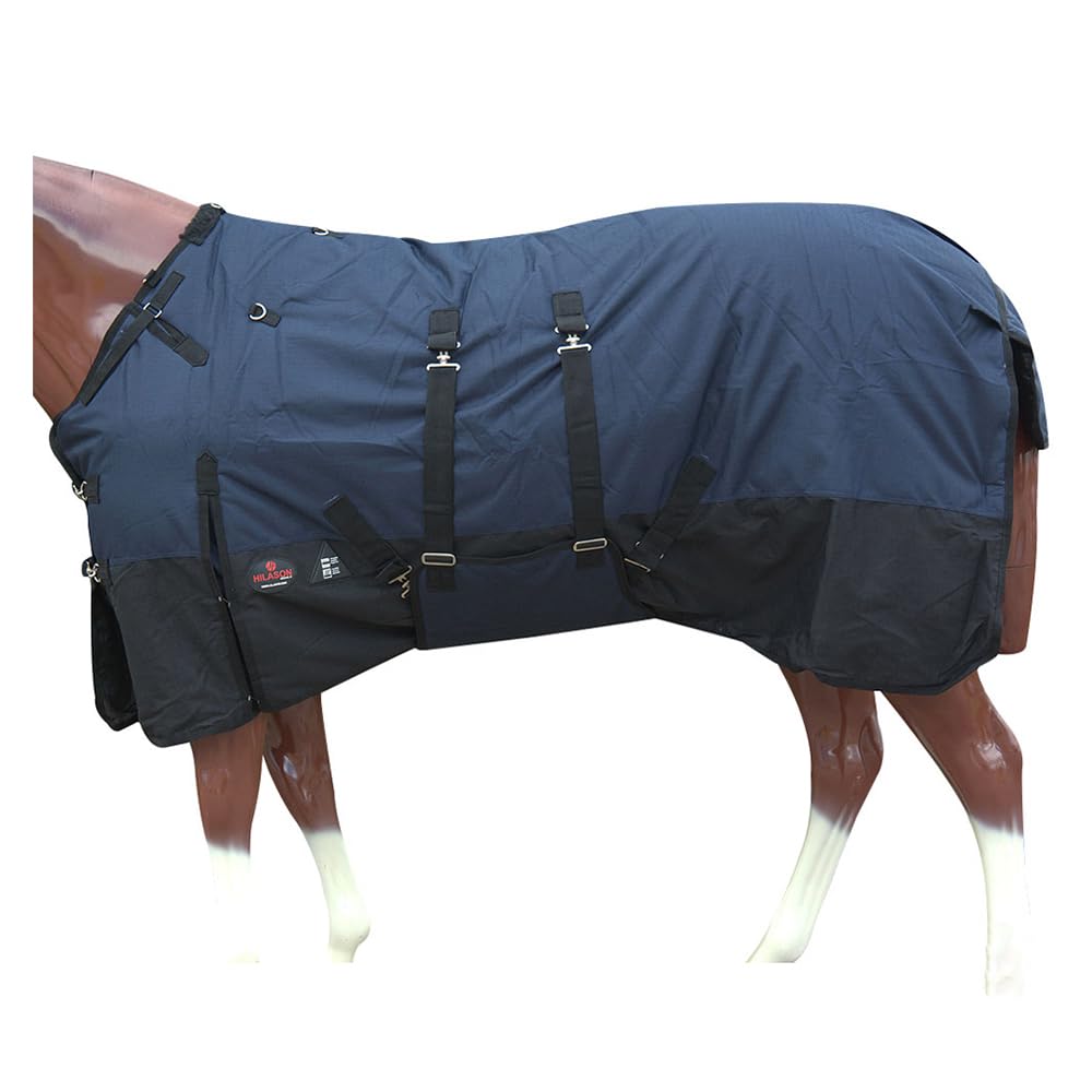 Hilason 1200D Winter Waterproof Poly Horse Blanket Belly Wrap Winter & Turnout Blanket For Horses 72 Inches