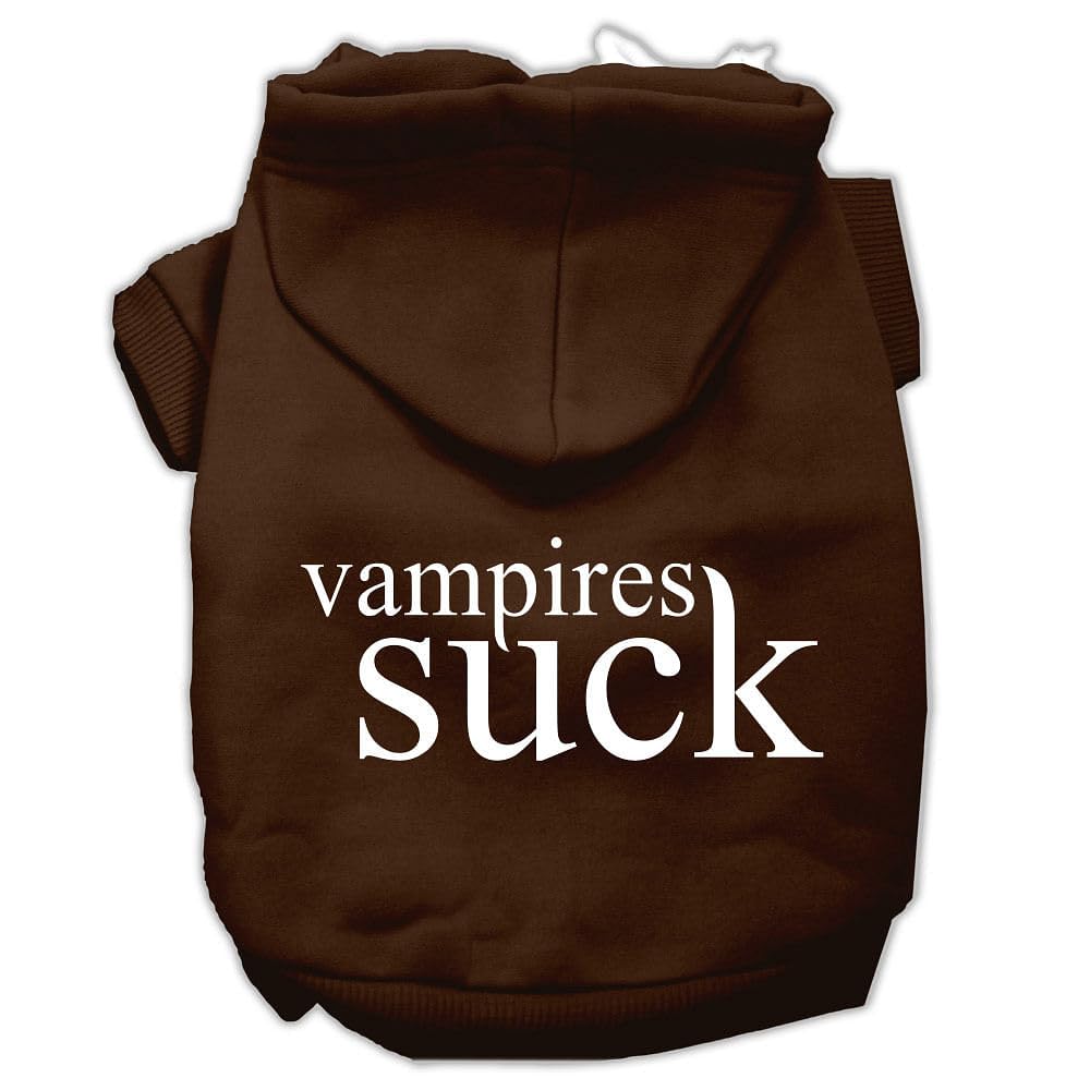 Halloween Pet, Dog & Cat Hoodie Screen Printed, &quot;Vampires Suck&quot; Brown 3XL (25-35 lbs.)