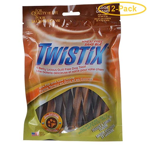 Twistix Wheat Free Dog Treats - Peanut Butter & Carob Flavor Large - For Dogs 30 Lbs & Up - (5.5 Oz) - Pack Of 12