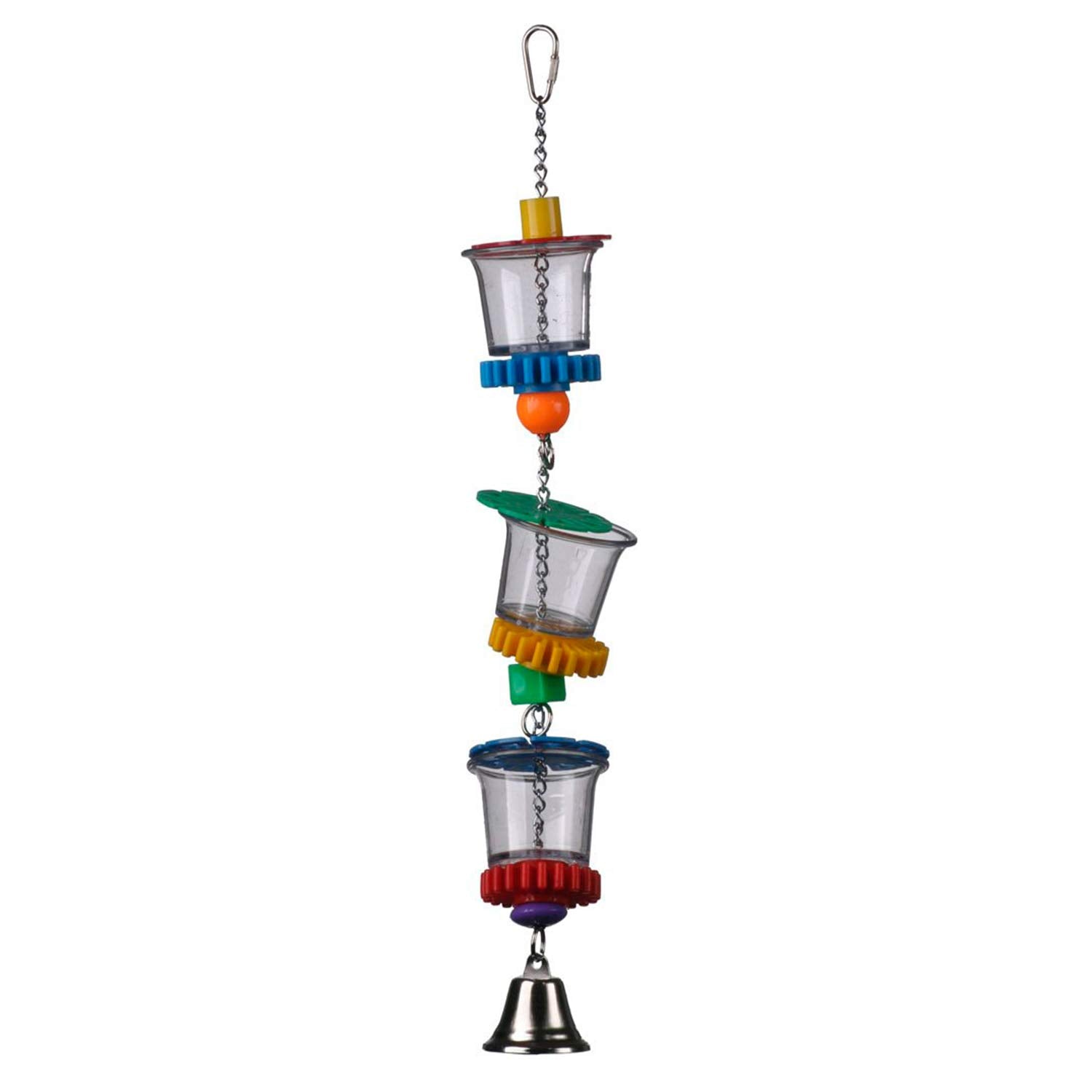 Super Bird Creations SB632 Foraging Bottom?s Up Bird Toy with Clear Acrylic Cups, Medium /Large Bird Size, 18? x 2.5?