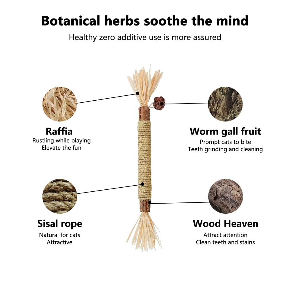 Hzongmingzt 6 Pcs Natural Silvervine Sticks Catnip Toys - Cat Toys Indoor Cats Interactive Matatabi Dental Care Teething Chew To