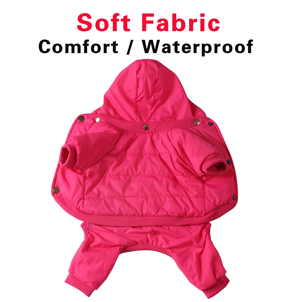 Joydaog Fleece Lined Dog Coat With Detachable Hood And Detachable Hind Legs,Warm Puppy Jacket In Winter(Pink Xs)