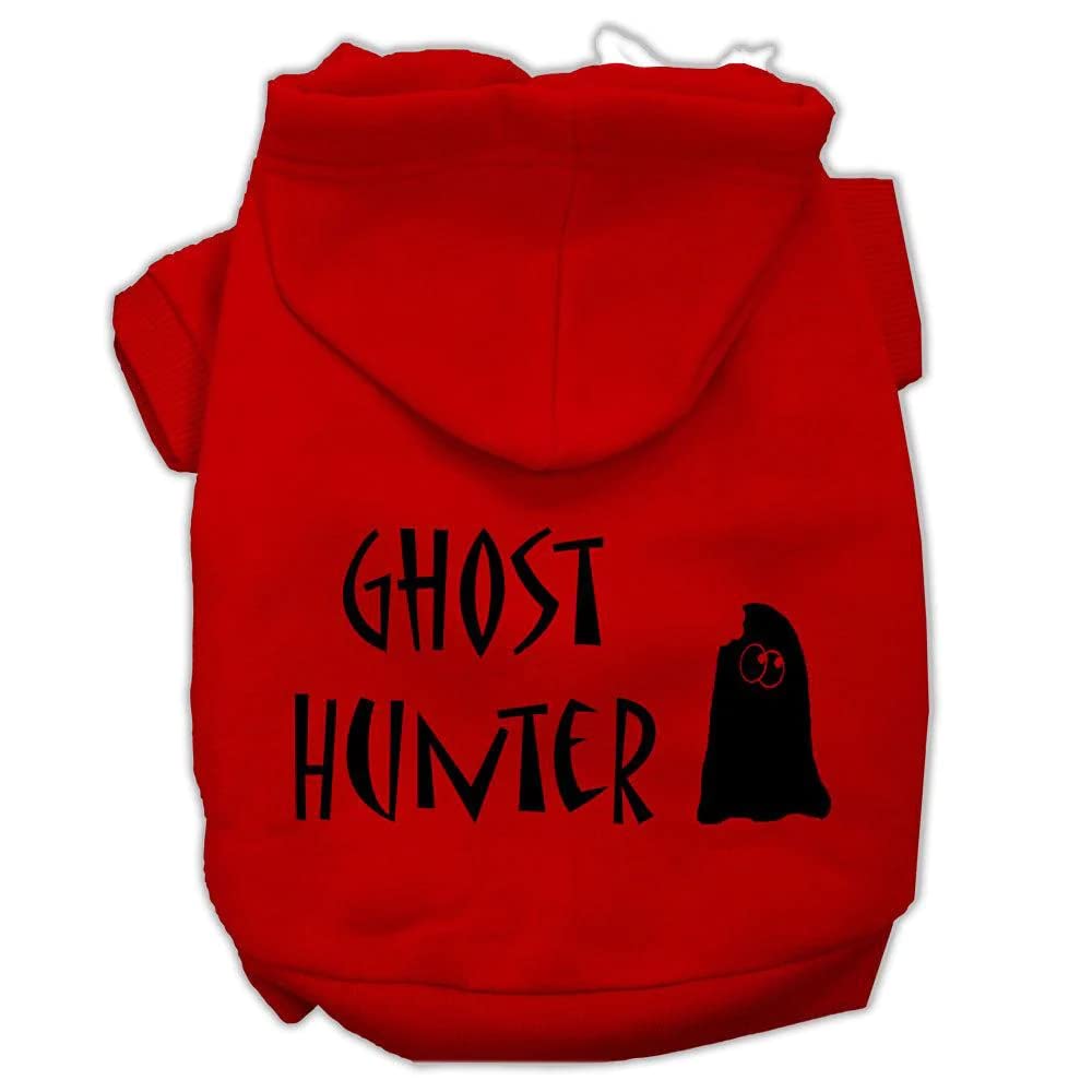 Mirage Pet Products Ghost Hunter Screen Print Pet Hoodies, Medium, Red/Black Lettering