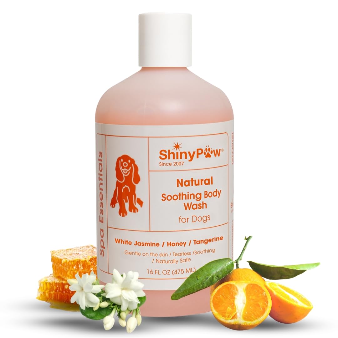 Jasmine & Honey Spa Body Wash for Dogs by Shiny Paw 16 oz | Dog Itchy Skin Relief & Aging Coat | Hypoallergenic Dog Shampoo for 