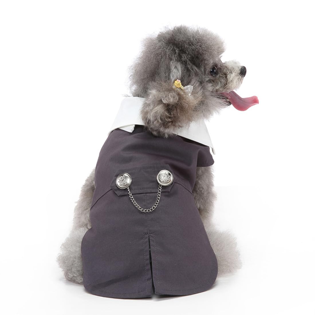 Doteyayp Puppy Tuxedo With Detachable Bowtie Prom Wedding Formal Wear Prince Costume For Small Dog (Large, Grey)