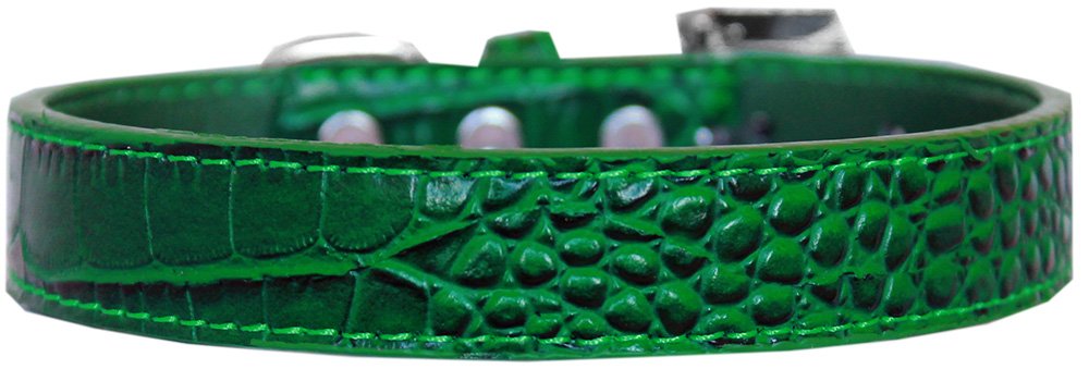 Dog, Puppy & Pet Designer Croc Collar, &quot;Tulsa Plain 3/4&quot; Wide&quot; Emerald Green 16