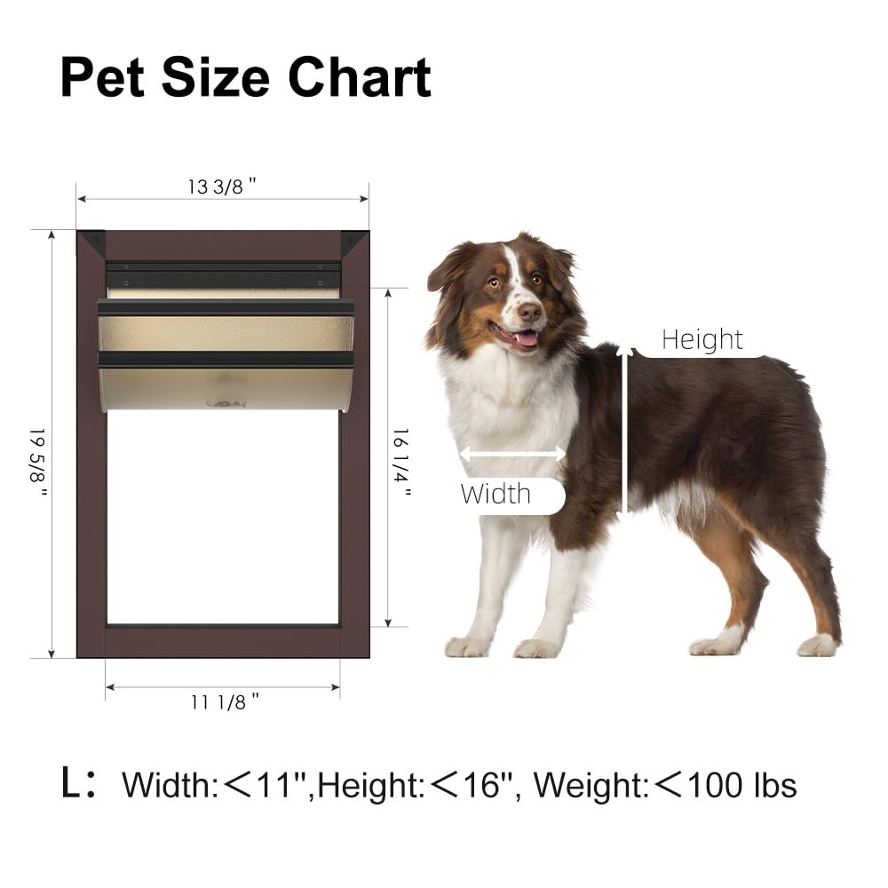 Aluminum Large Dog Door For Door, Doggy Door With Two Magnetic Flaps, Pet Door For Medium Dogs With Two Sliding Lock Panels