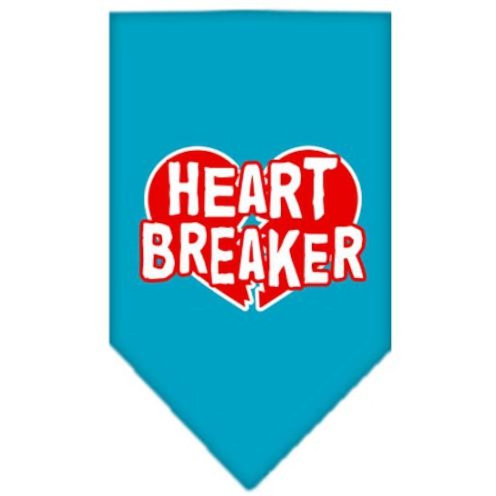 Pet and Dog Bandana Screen Printed, &quot;Heart Breaker&quot; Turquoise Small