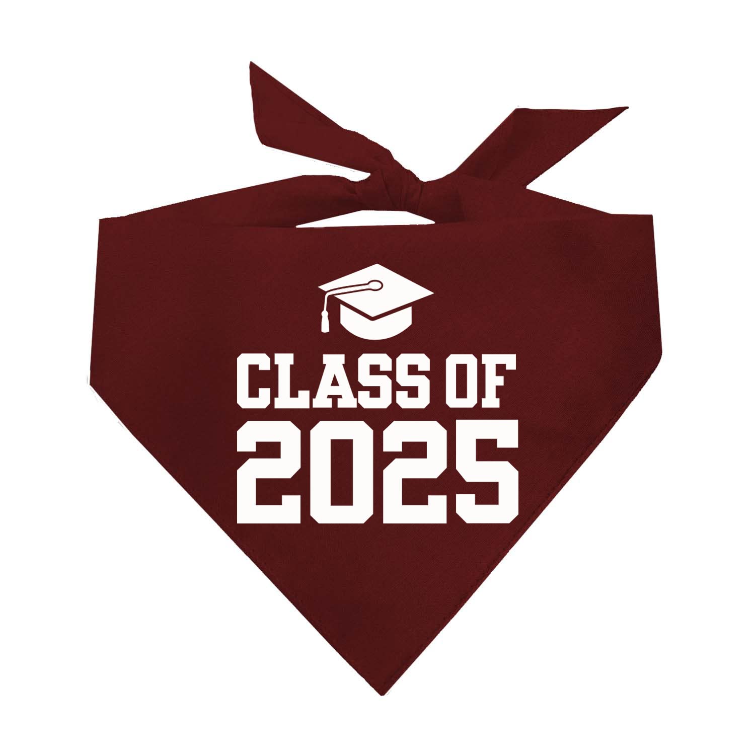 Class Of 2025 Dog Bandana | 100% Cotton Triangle | School Graduation Ceremony Party | Mom Dad Graduating Prop | 644 Dark Red, On