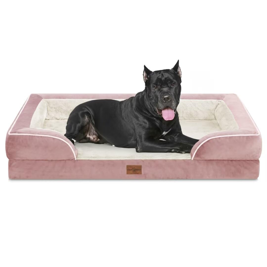 Comfort Expression Xxl Orthopedic Dog Bed, Waterproof Orthopedic Foam Extra Large Dog Beds, Washable Dog Sofa Bed With Removable Cover & Non-Slip Bottom(Xx-Large,Pink)