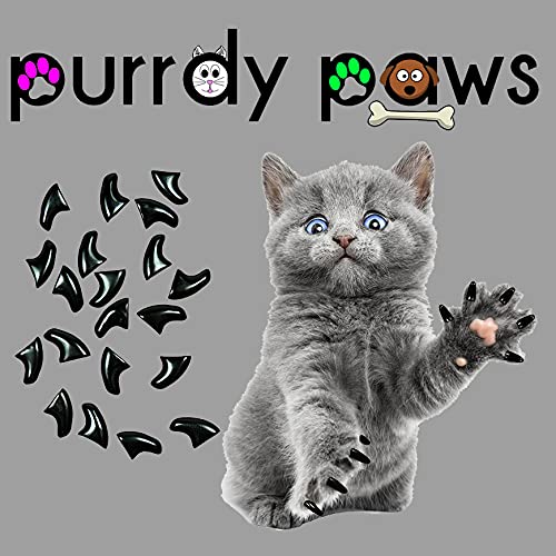 Purrdy Paws 6 Month Supply Soft Nail Caps For Cats Black Medium - Extra Adhesives
