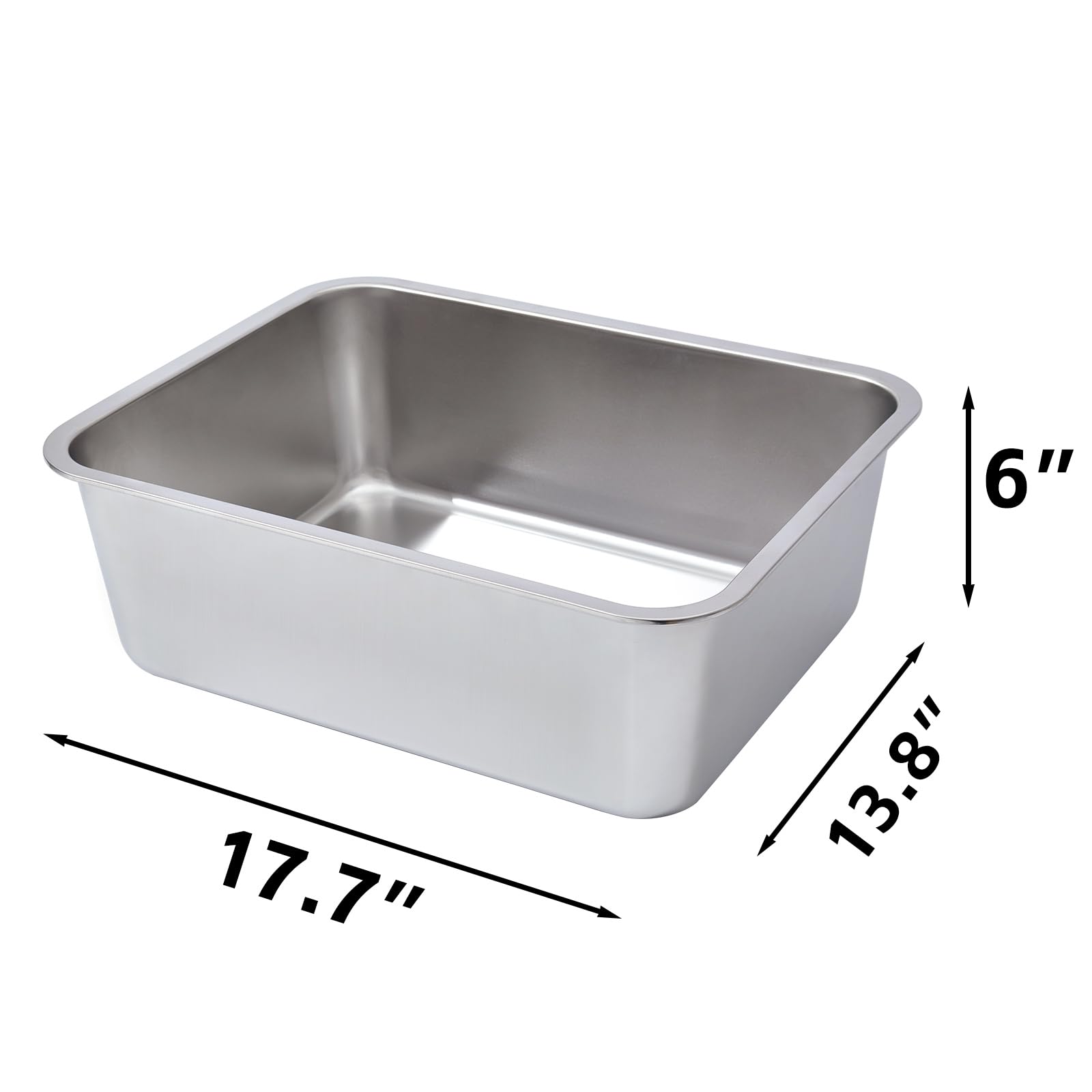 Egmehoad Stainless Steel Litter Cat Box Medium 2 Pack-Metal High Sided Cat Pan, Medium Cats Litter Box Easy To Clean, Pet Toilet