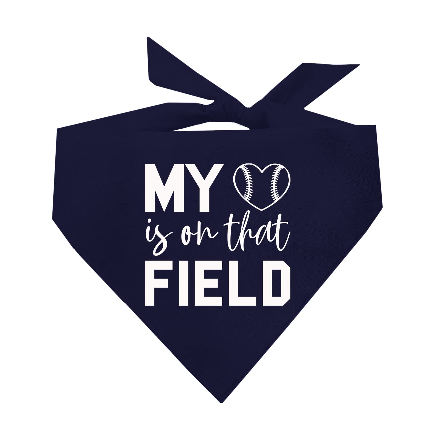 My Heart Is On That Field Baseball Dog Bandana (1044 Navy, One Size)