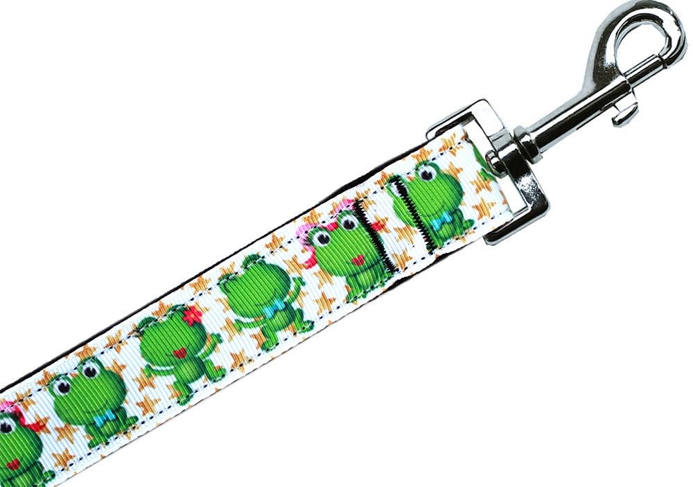 Pet Dog & Cat Nylon Collar or Leash, "Happy Frogs" 1" w x 4 ft. leash