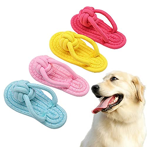 Psk Pet Mart Cotton Rope Dog Toy Slipper Shoes Shape Pet Dog Biting Rope Pet Toy  1 Piece (Multicolor)