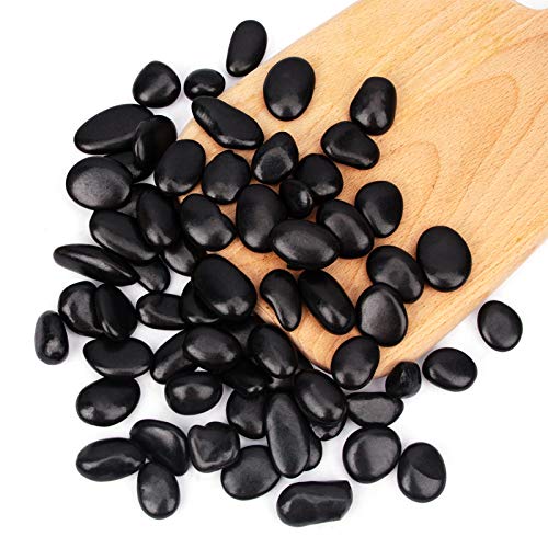 Cfkj 18 Pounds Black Pebbles Aquarium Gravel River Rock, Natural Polished Decorative Gravel,Garden Ornamental Pebbles Rocks,Blac