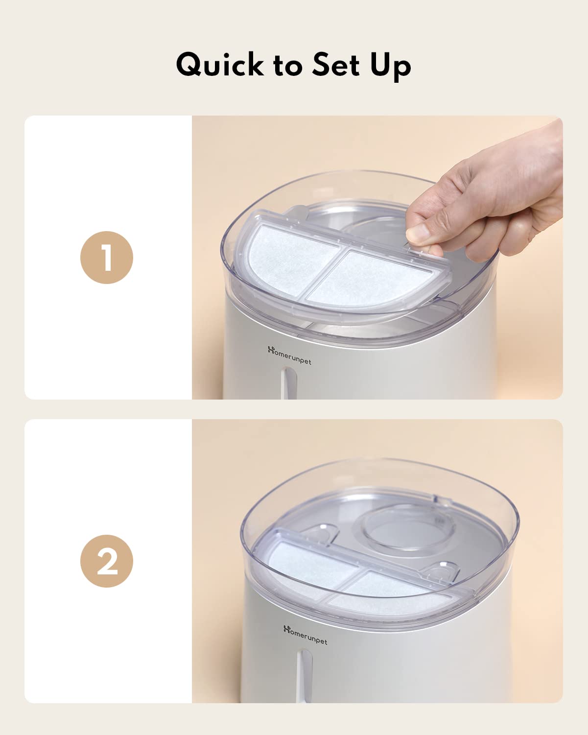 Homerunpet Pet Fountain Filters Replacement for Wireless Pumps Cat Water Fountain Dog Water Dispenser WF20/CF20/BF10