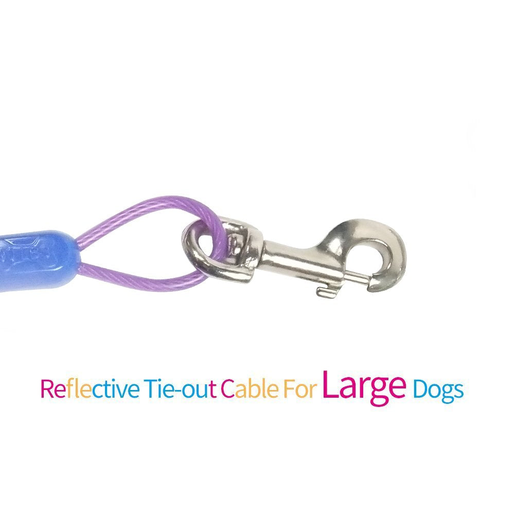 Petest 25Ft Tie-Out Cable With Crimp Cover & Buffer Spring For Large Dogs Up To 90 Pounds