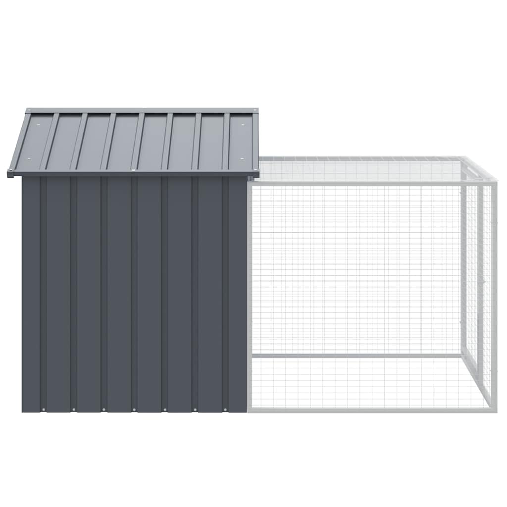 vidaXL Chicken Cage with Corral Galvanized Steel Grey 117x1220x123 cm, 3189073