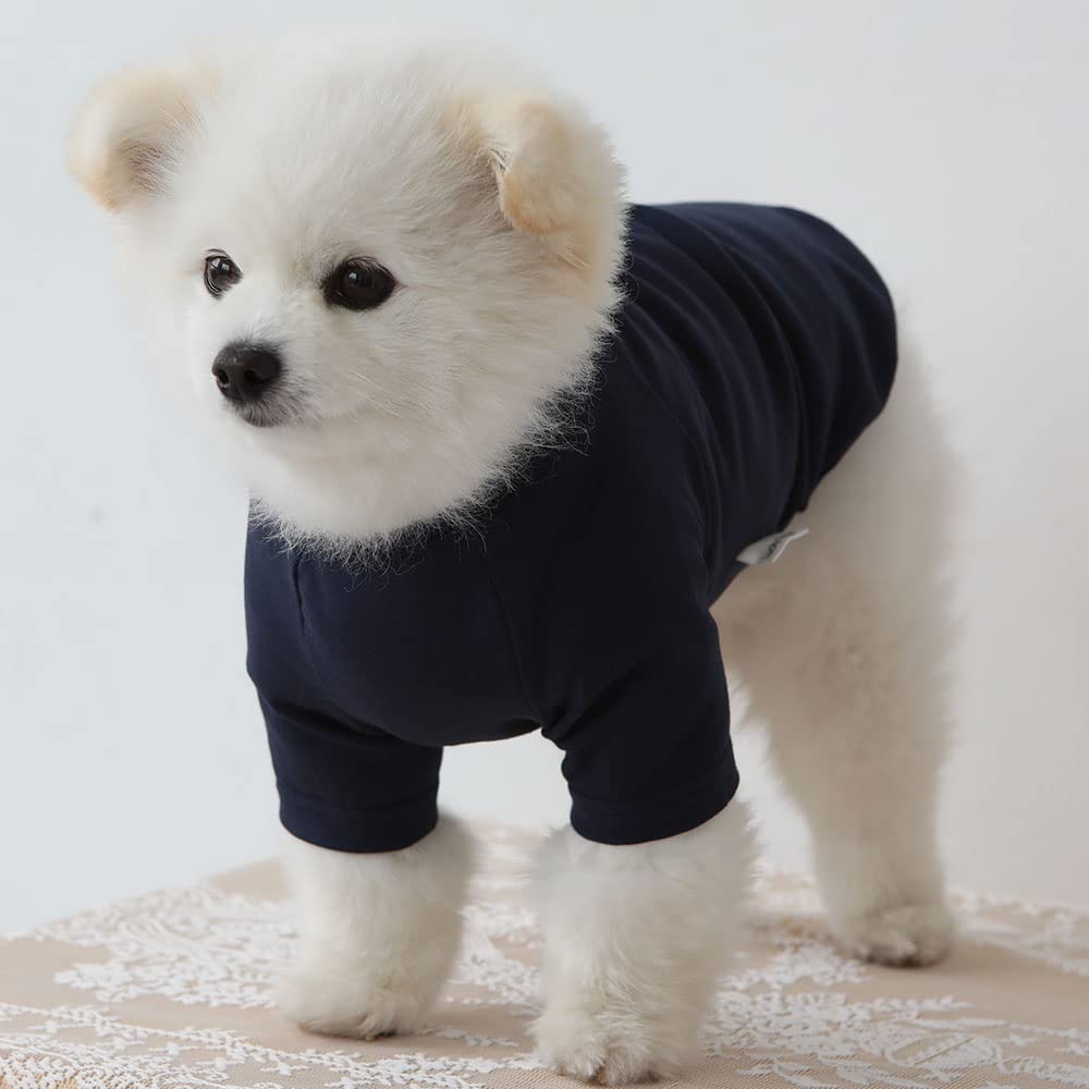 Lucky Petter Dog Shirt For Small Dogs Plain T-Shirts Soft Breathable Dog Cotton Shirt Pet Clothes (Medium, Navy)