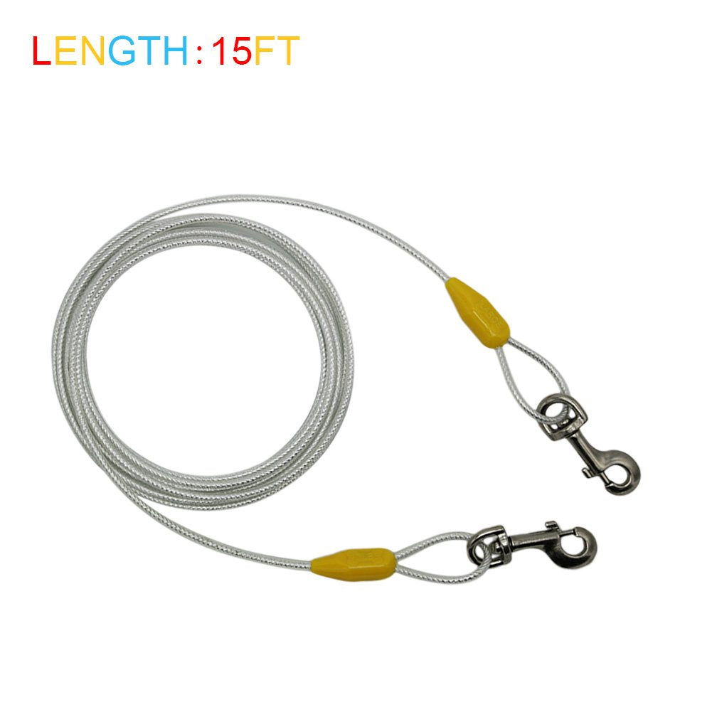 Petest 15Ft Reflective Tie-Out Cable For Large Dogs Up To 90 Pounds