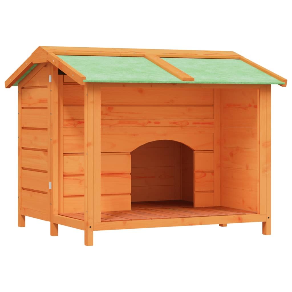 vidaXL Dog Kennel Outdoor Pet House with Roof - Pine Wood, Water-Resistant, 37.8"x34.3"x31.7", Brown