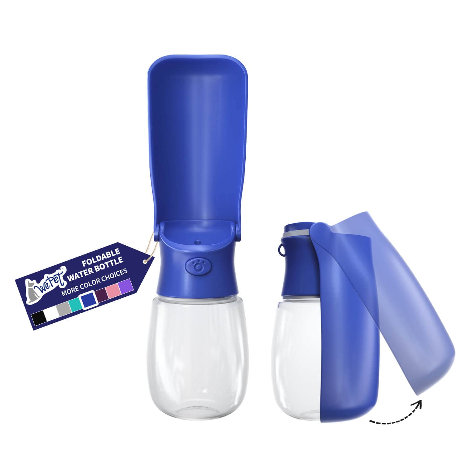 WePet Foldable Portable Dog Water Bottle Puppy Water Dispenser with Drinking Feeder, 12 OZ, High-Temperature Resistant Leak Proo