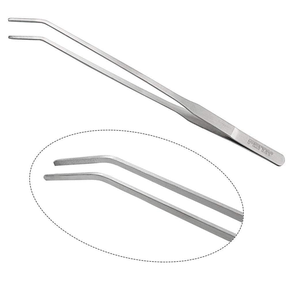 Aquarium Tweezer Set - Feita Long Stainless Steel Curved & Straight Aquarium Feeding Tweezers Scissors Maintenance Tools Kit (3 Pcs)