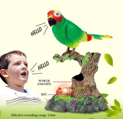 Powertrc Talking Parrot Toy, Talking Bird Toy Electronic Animal Pets Home Office Decoration Sound Activated Kids Birthday Gift