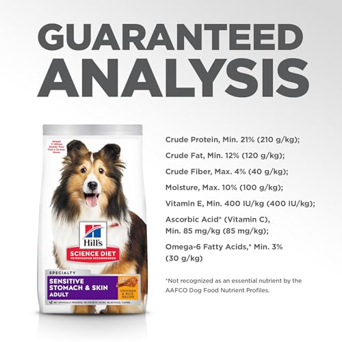 Hills Science Diet Sensitive Stomach & Skin, Adult 1-6, Stomach & Skin Sensitivity Support, Dry Dog Food, Chicken Recipe, 36 lb