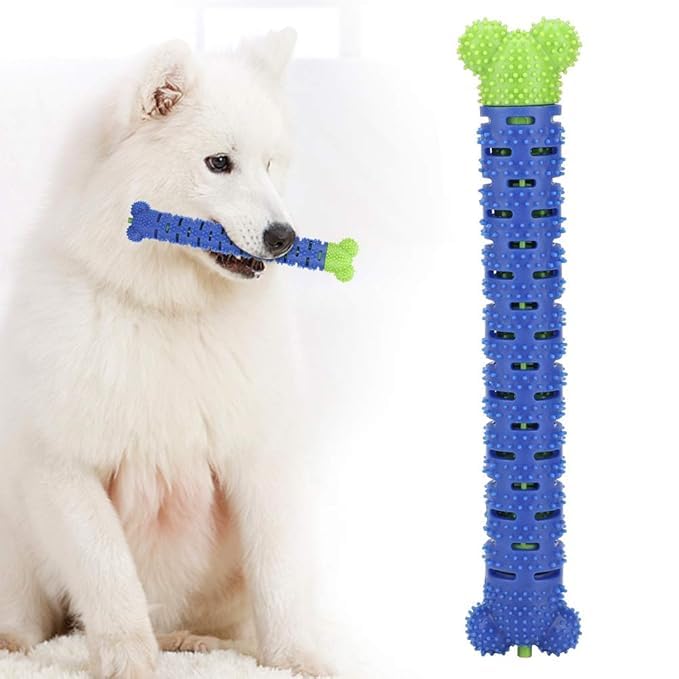 Dneshy Durable Dog Chew Toy Bone Stick (1 Piece, Medium Size), Rubber Dental Chew Toy With Bristles For Teeth Cleaning, Interact