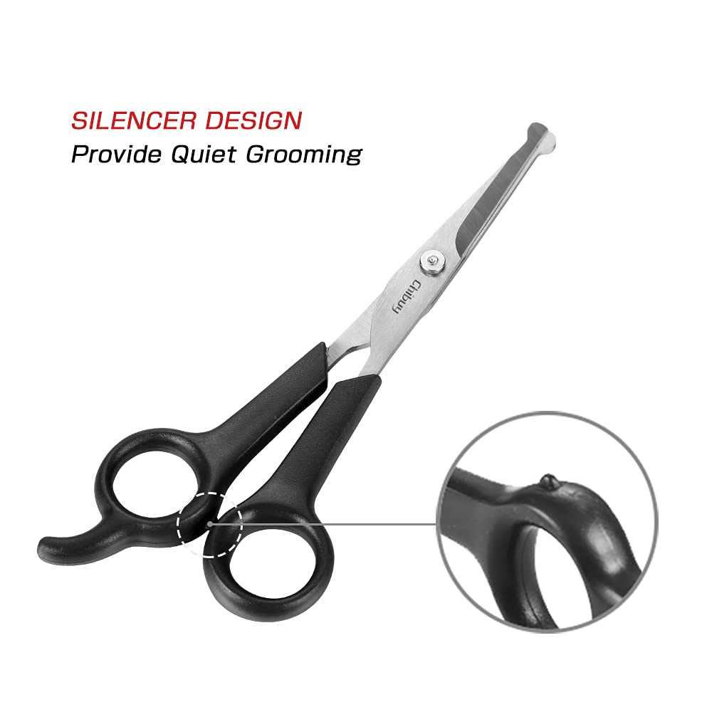 Chibuy Pet Grooming Scissors Set Ball Tip Eye Cut Scissors And Curved Shears, Professional Home Pets Grooming Tools Kit For Dogs And Cats