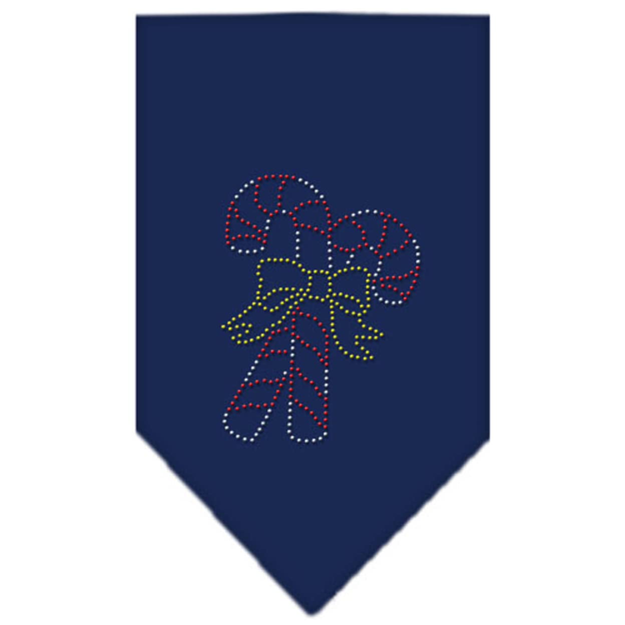 Christmas Pet and Dog Bandana Rhinestone, "Candy Canes" Navy Blue Large