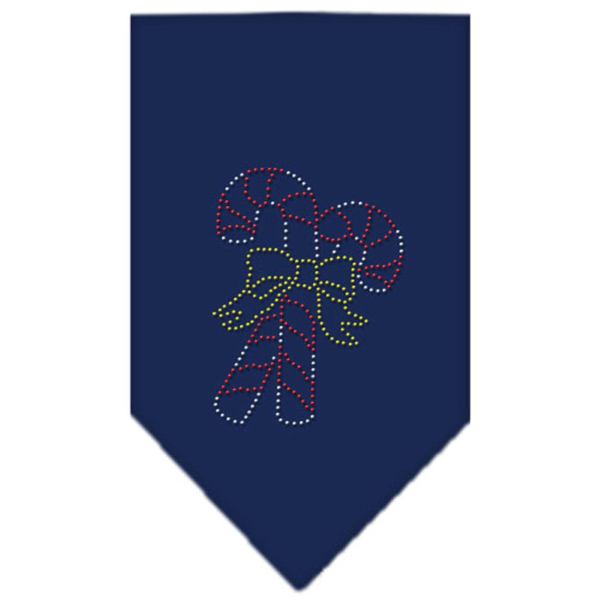 Christmas Pet and Dog Bandana Rhinestone, &quot;Candy Canes&quot; Navy Blue Large