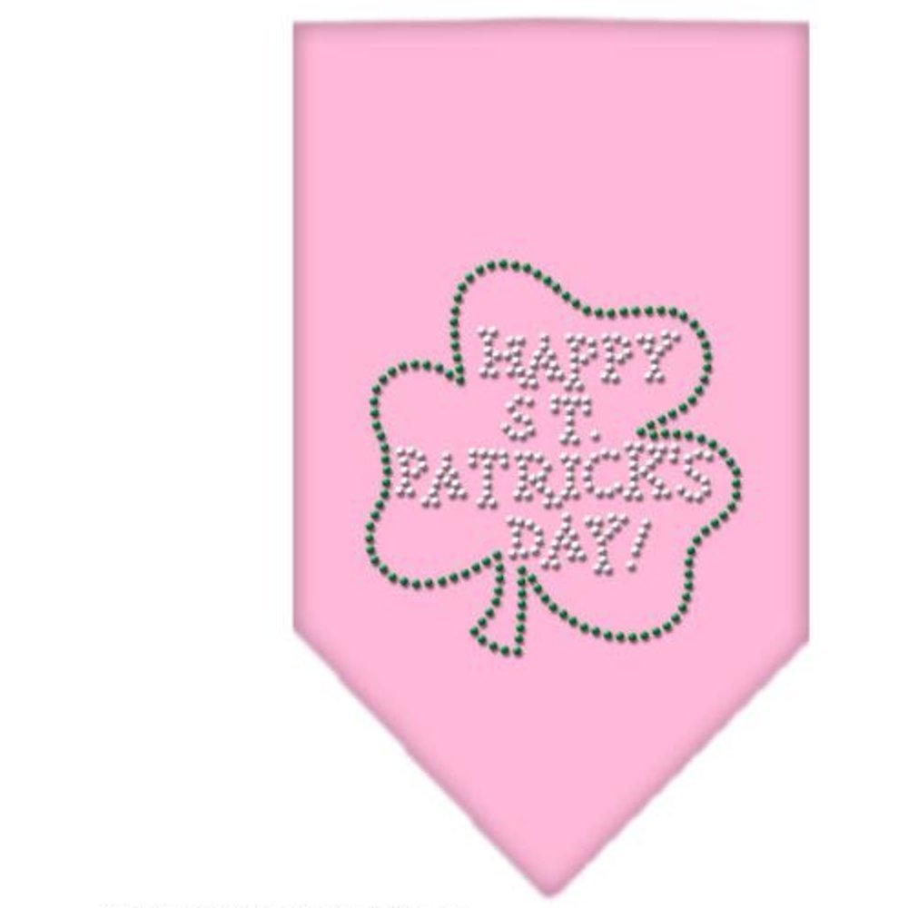 Mirage Pet Products Happy St. Patricks Day Rhinestone Bandana, Small, Light Pink