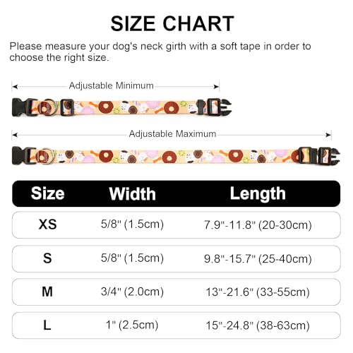 Mercano Adjustable Dog Collar - Special Design Patterns, Soft Nylon Comfortable Durable Pet Collar For Small Medium Large Dogs (S, Beige Cookie)