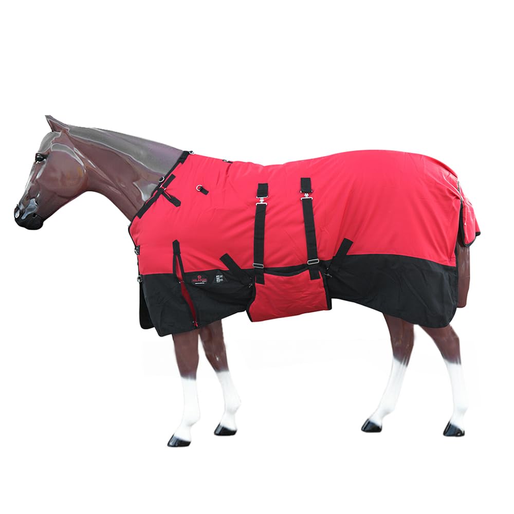 HILASON 1200D Winter Waterproof Poly Horse Turnout Blanket Belly Wrap Red | 68 in