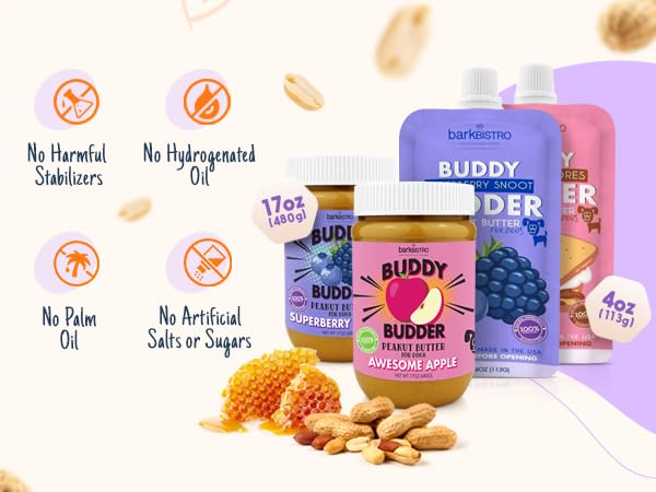 Bark Bistro Company, Beef Broth + Chicken Collagen + Beehive Buzz, 100% Natural Dog Peanut Butter, Healthy Dog Treat, Made in US