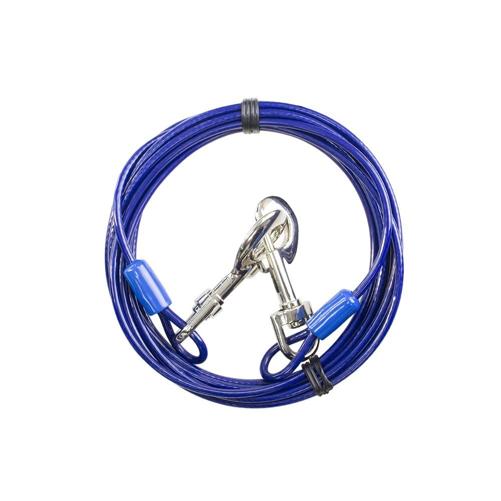 Bv Pet Tie Out Cable For Dogs Up To 90/125/ 250 Pounds, 25/30 Feet (60Lbs/ 15Ft/ Blue)