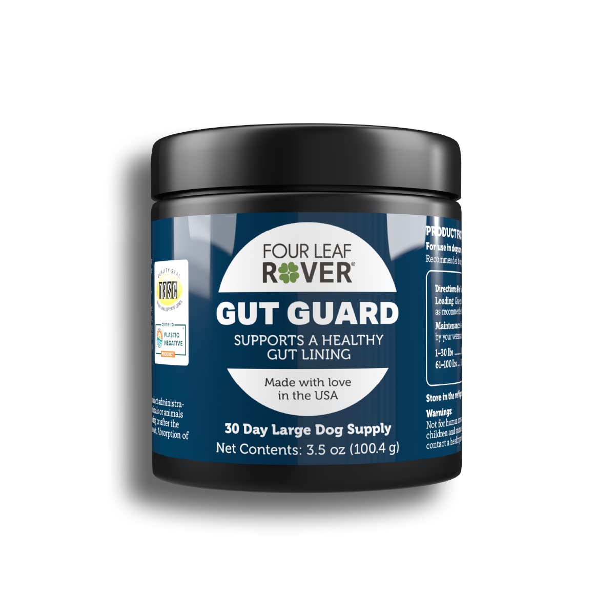 Four Leaf Rover: Gut Guard - Dog Probiotics, Prebiotics And Organic Herbs For Gut Health And Immune Support - 15 To 60 Day Supply, Depending On Dog’S Weight - Vet Formulated