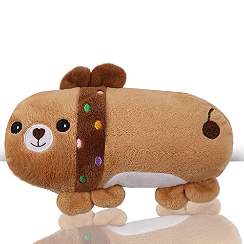 KUTKUT Cute Pet Dog Cat Plush Squeak Sound Dog Toys Funny Fleece Durability Chew Molar Toy Fit for All Pets (Brown)