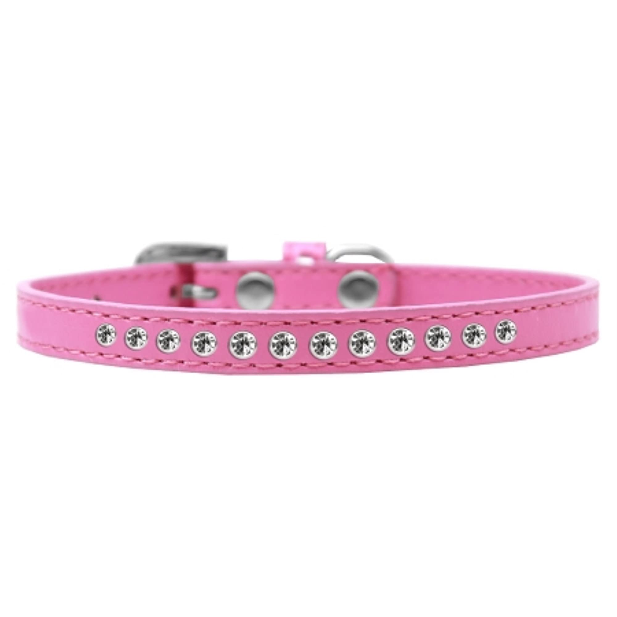 Mirage Pet Products Clear Crystal Puppy Dog Collar Size 10 Bright Pink