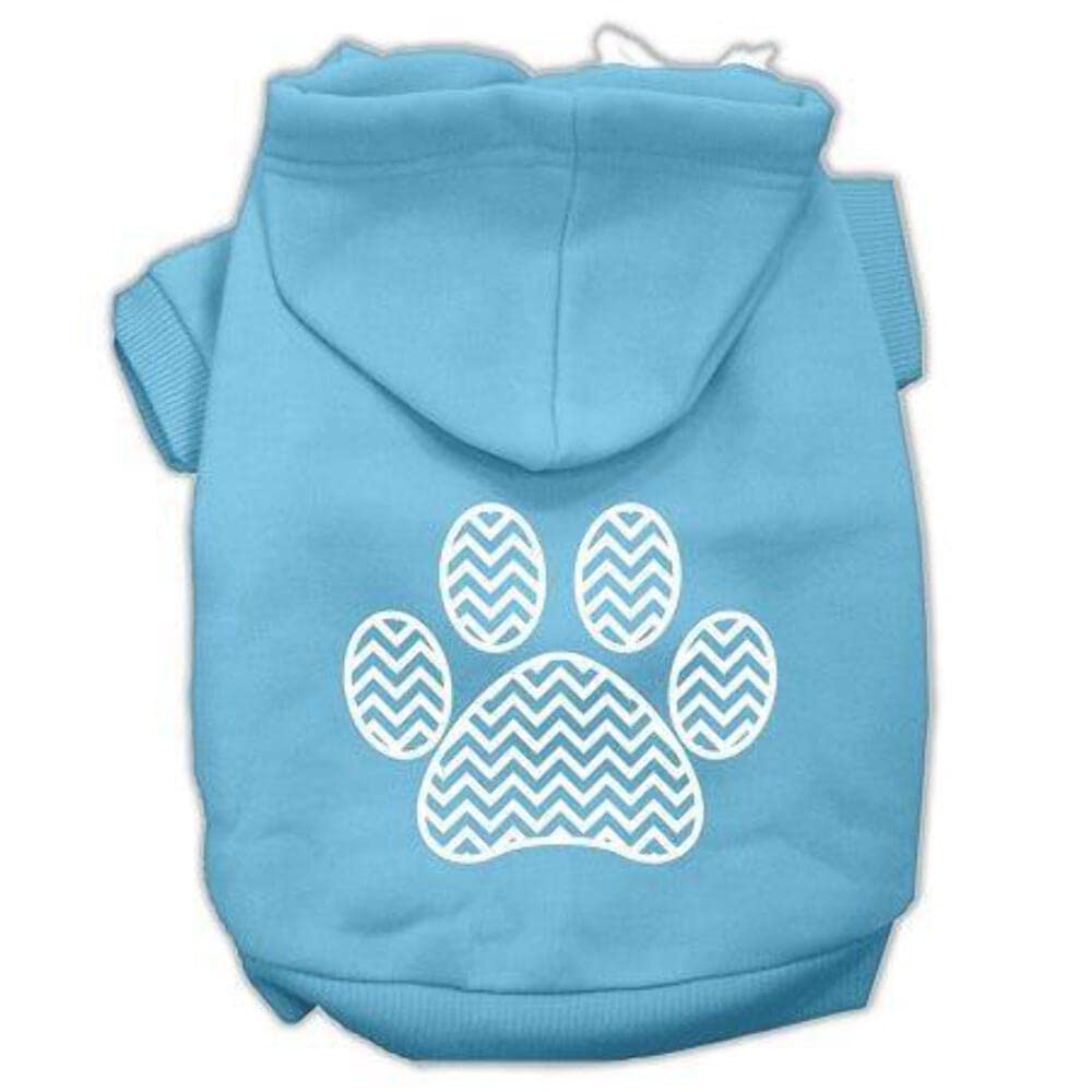 Pet Dog & Cat Hoodie Screen Printed, 'Chevron Paw Print' Black Sm (3-6 Lbs.)