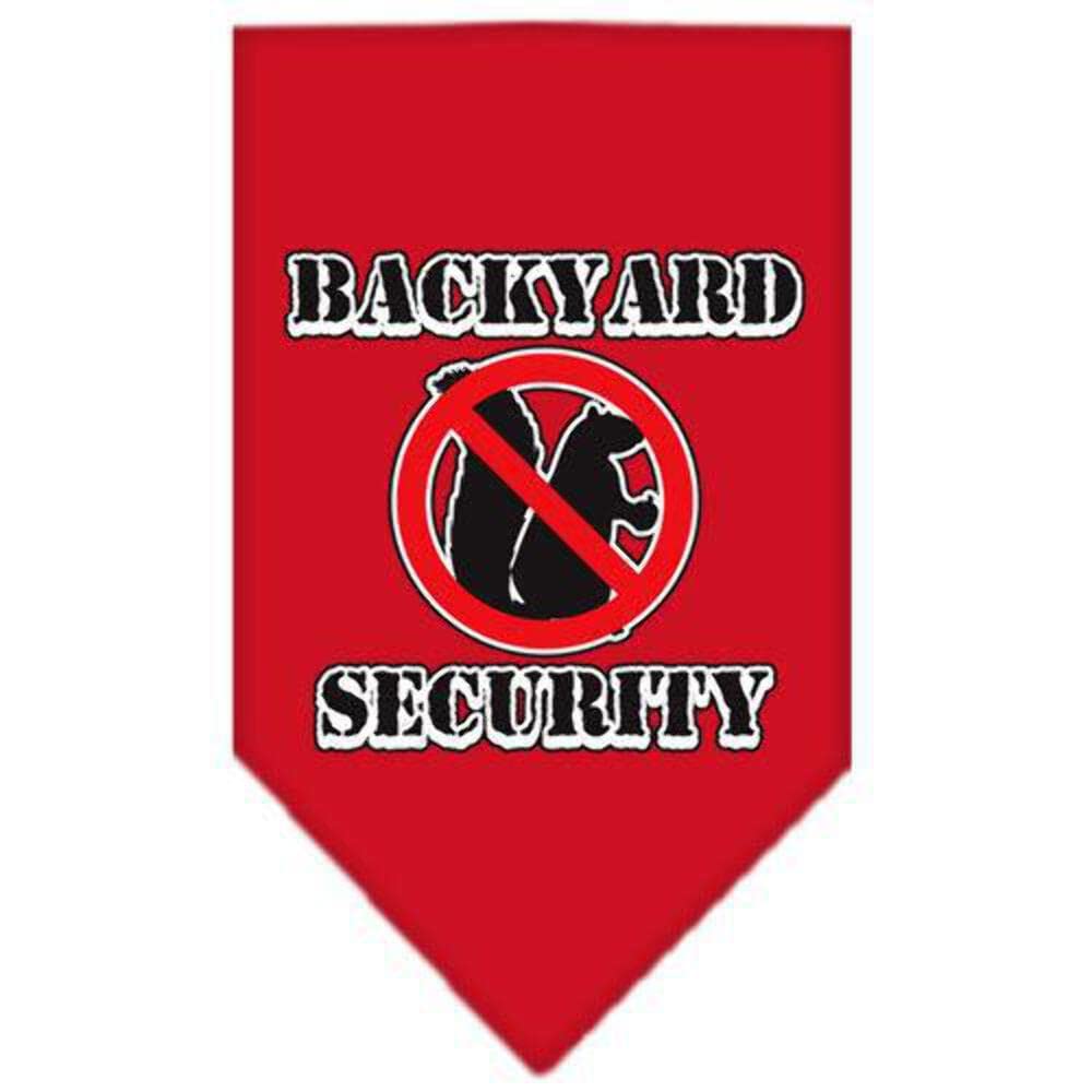 Pet and Dog Bandana Screen Printed, &quot;Backyard Security&quot; Red Large